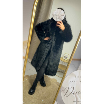 Menteau effet fourrure noir