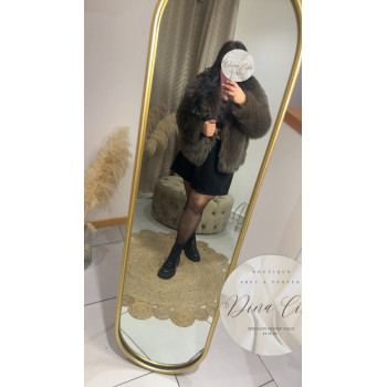 Veste fausse fourrure marron