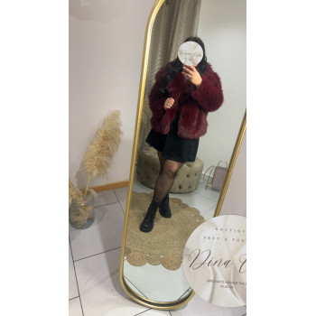 Veste fausse fourrure bordeau