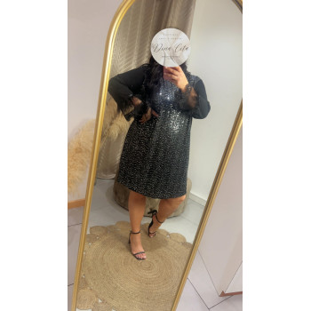 Robe longue à sequin noir