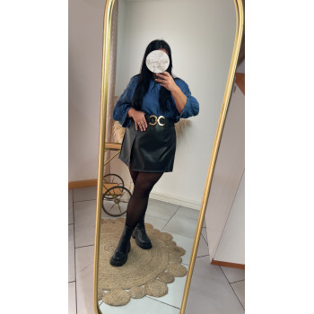 Jupe short noir cuir