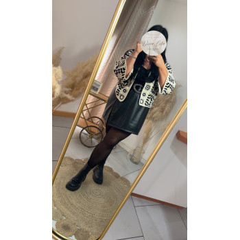 Jupe short noir cuir