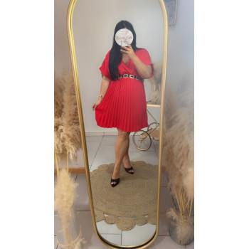 Robe effet gaufré rouge