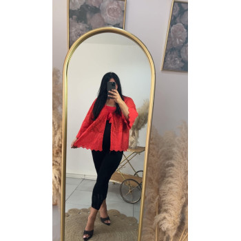 Gilet dentelle rouge