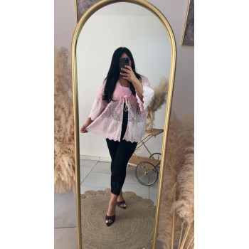 Gilet dentelle rose