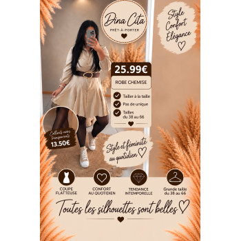 Robe chemise beige
